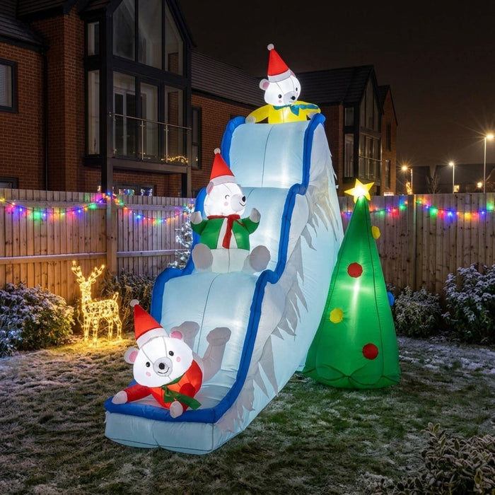 9ft Inflatable Light Up Polar Bear Slide Tree Christmas Decoration