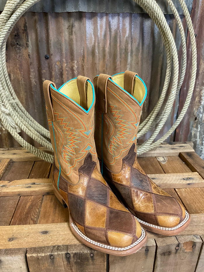 Horse Power Crazy Train Patchwork Western Boot