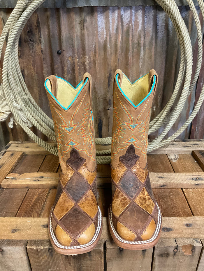 Horse Power Crazy Train Patchwork Western Boot