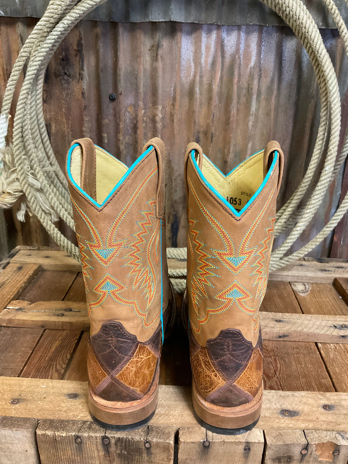 Horse Power Crazy Train Patchwork Western Boot