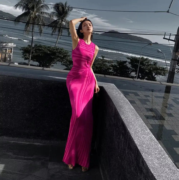 Chic Abstract Knitted Long Dress fashionnsio