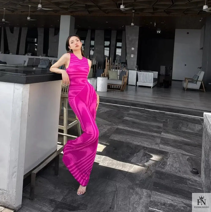 Abstract Bodycon Long Dress - Fashionnsio