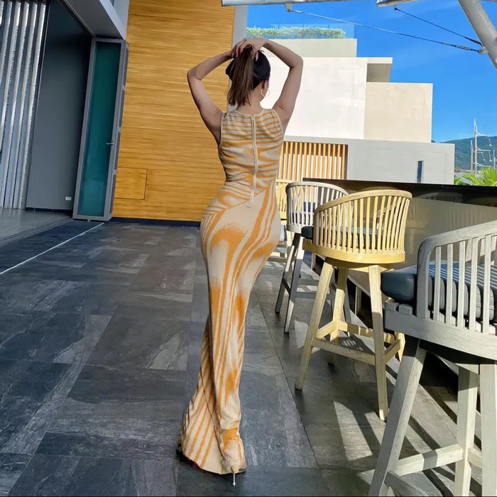 Chic Abstract Knitted Long Dress fashionnsio