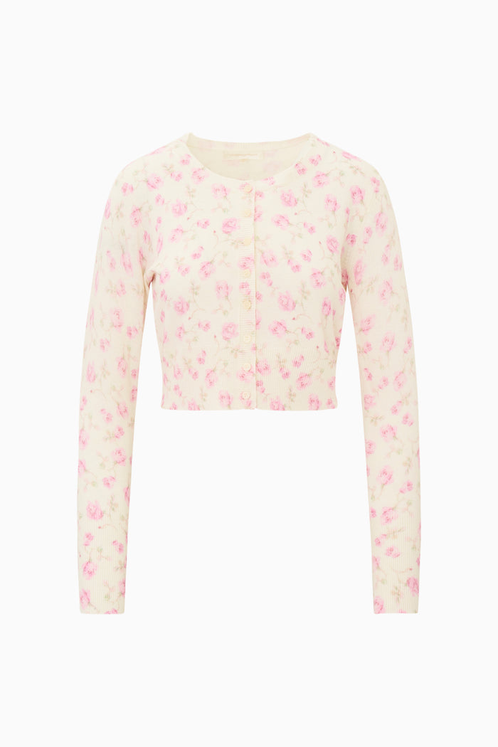 Floral patterned sweater on a white background