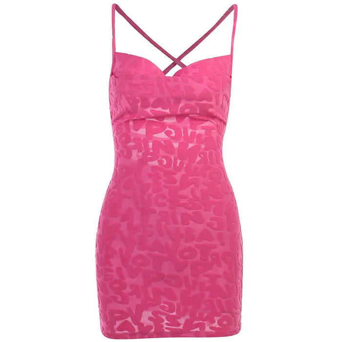 Letter Printed Lace Up Dress fashionnsio