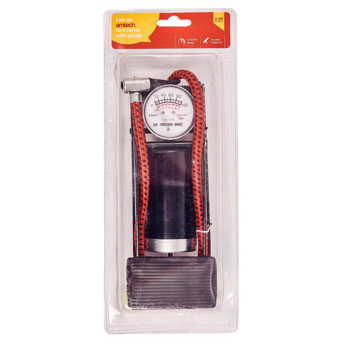 Amtech Footpump With Gauge Single/Twin