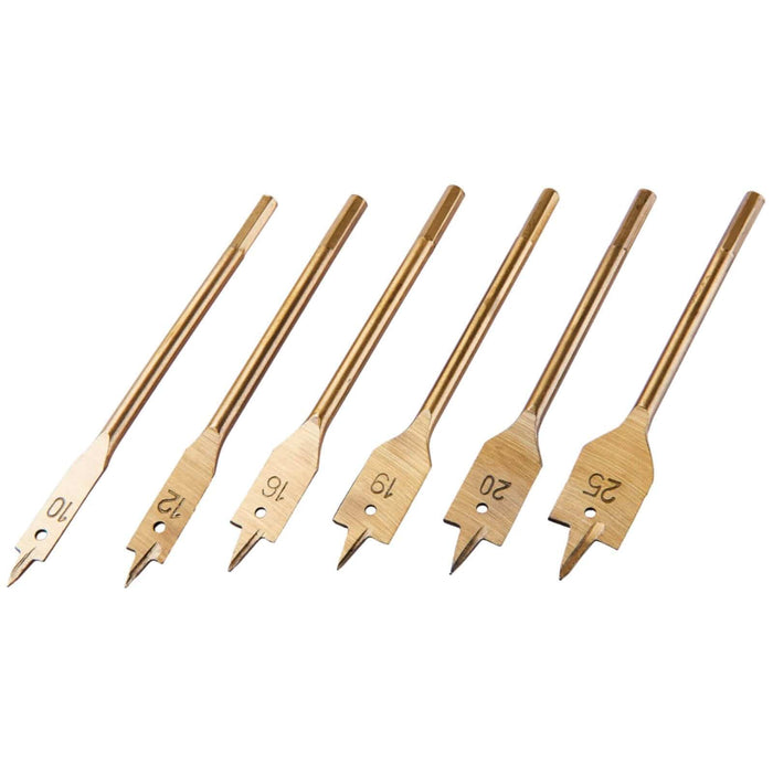 Amtech Titanium 6 Piece Flat Wood Drill Bit Set