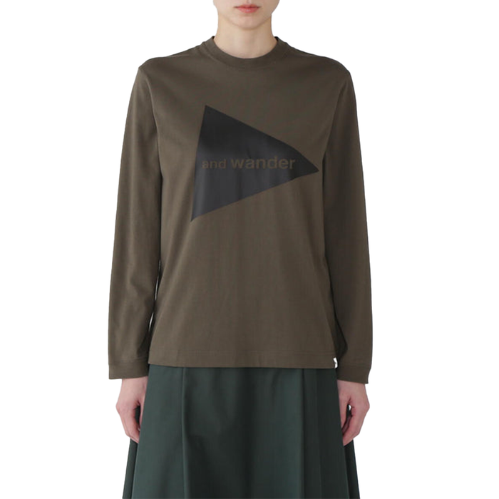 and Wander Logo LS Tee 'Khaki'