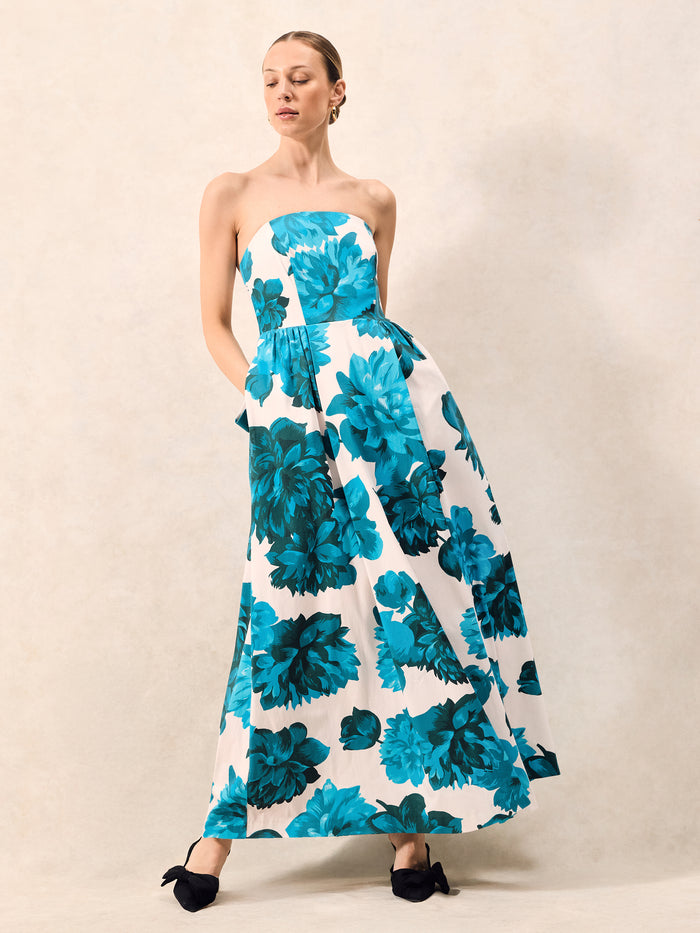 Annie Blue Floral-Print Bow-Detail Dress