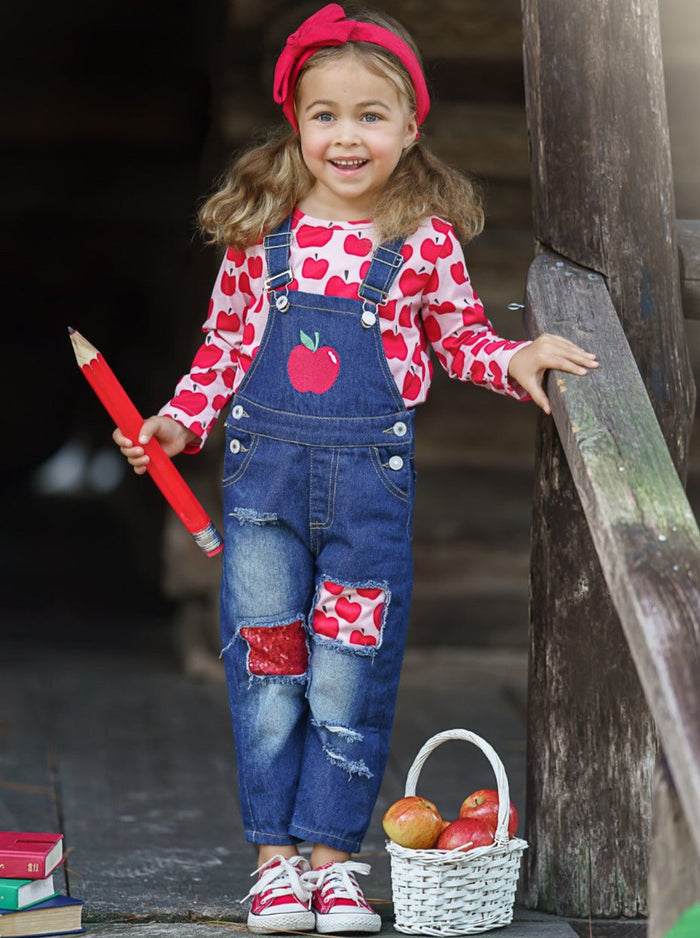 Apple Vision Top & Patched Denim Overall Set