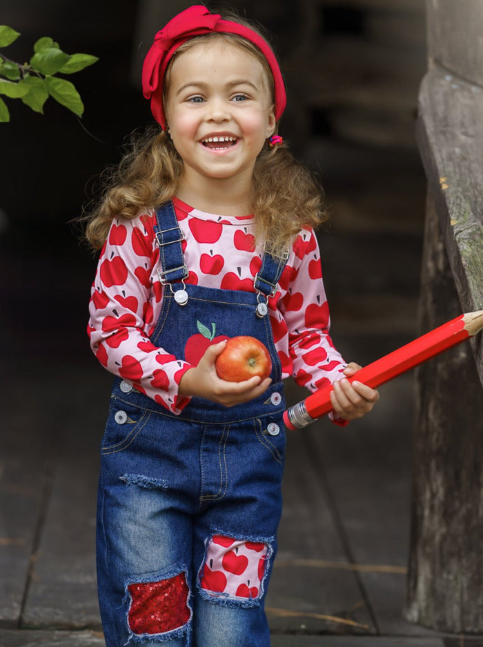 Apple Vision Top & Patched Denim Overall Set