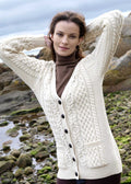 Adare Boyfriend Aran Cardigan | Natural