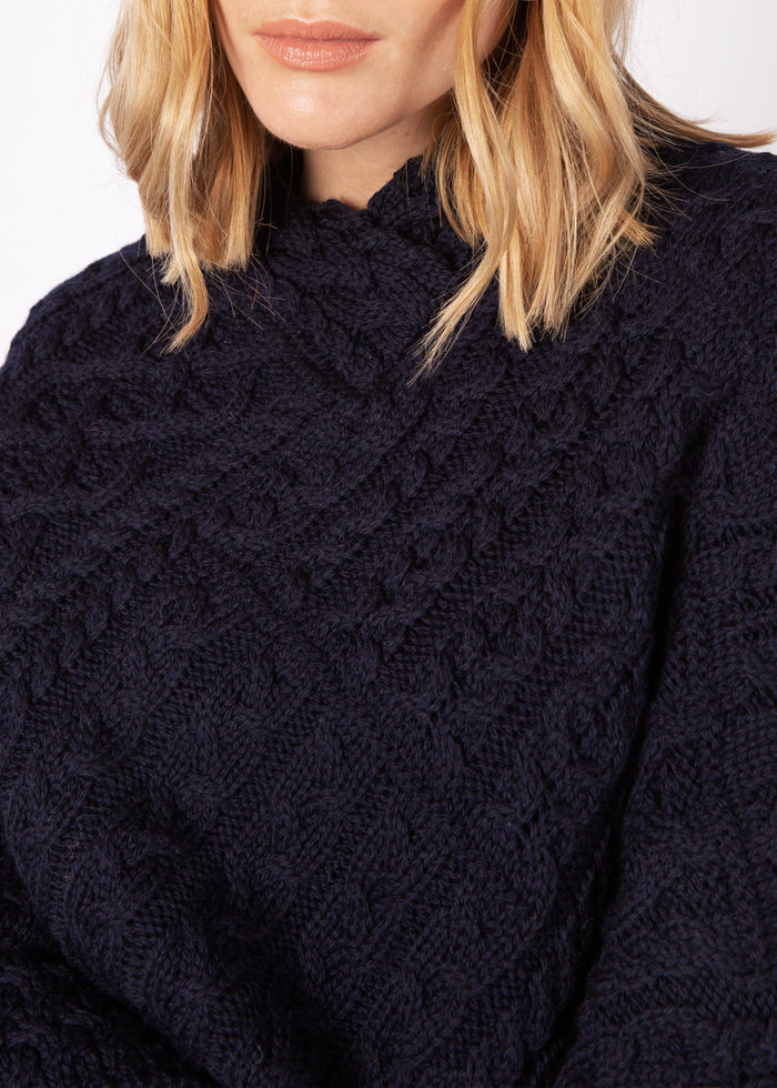 Aran Poncho | Navy