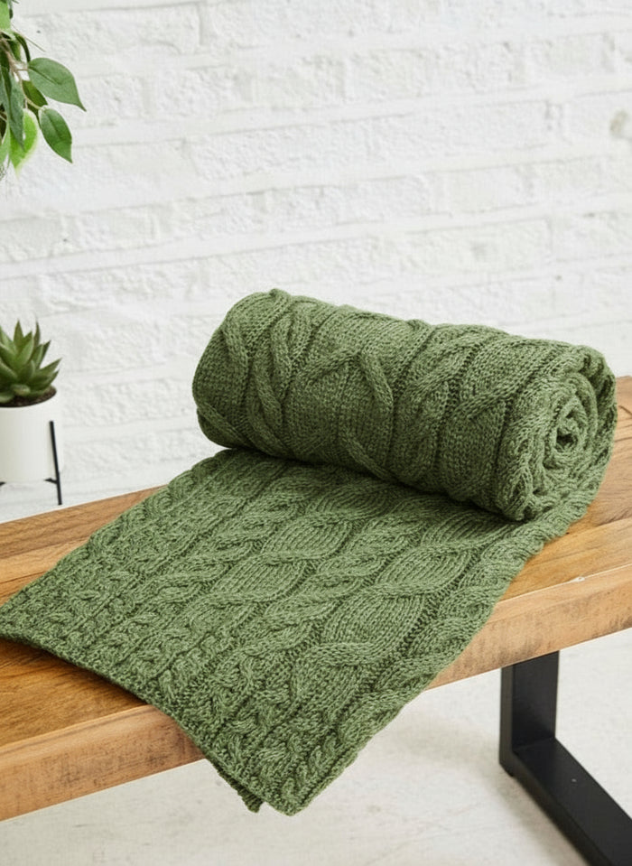 Aran Supersoft Blanket - Green