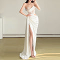 Asymmetrical Slit Long Dress - Fashionnsio
