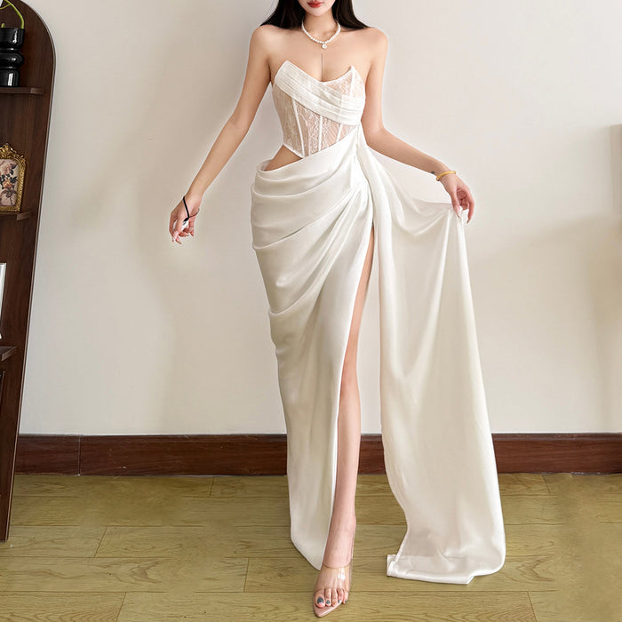 Asymmetrical Slit Long Dress - Fashionnsio