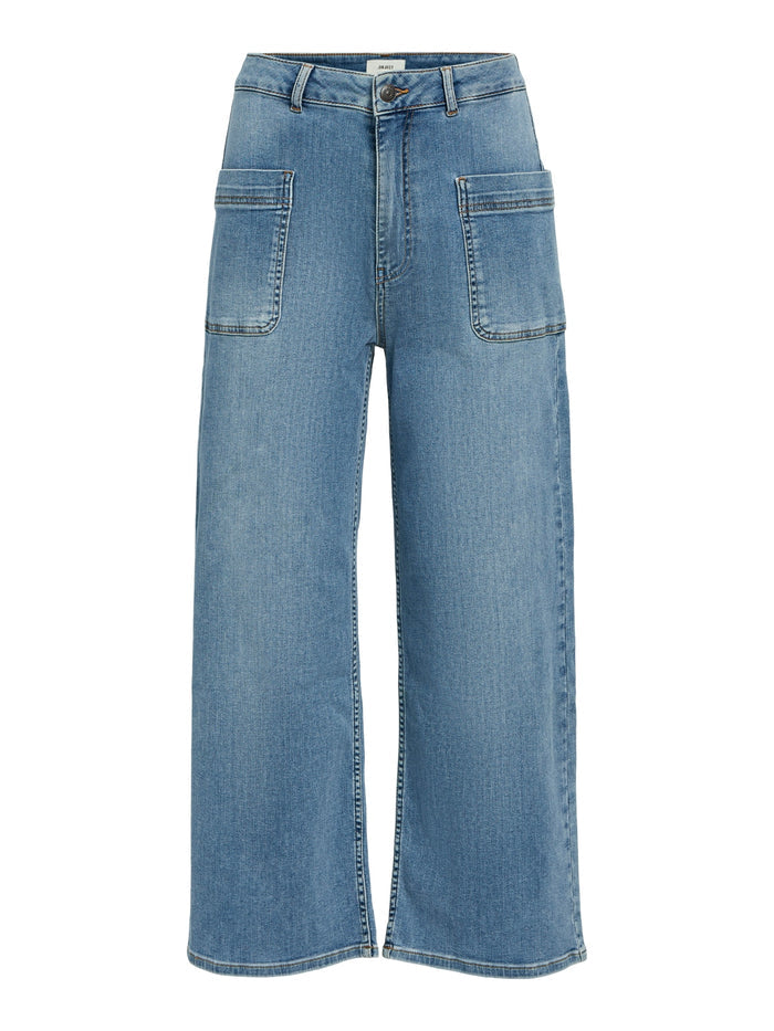 Ava Mid-Waist Straight Jeans (Light Blue Denim)