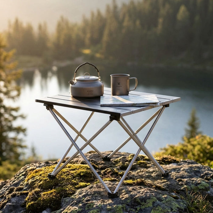 Azuma Mini Folding Table Black Lightweight Camping Picnic