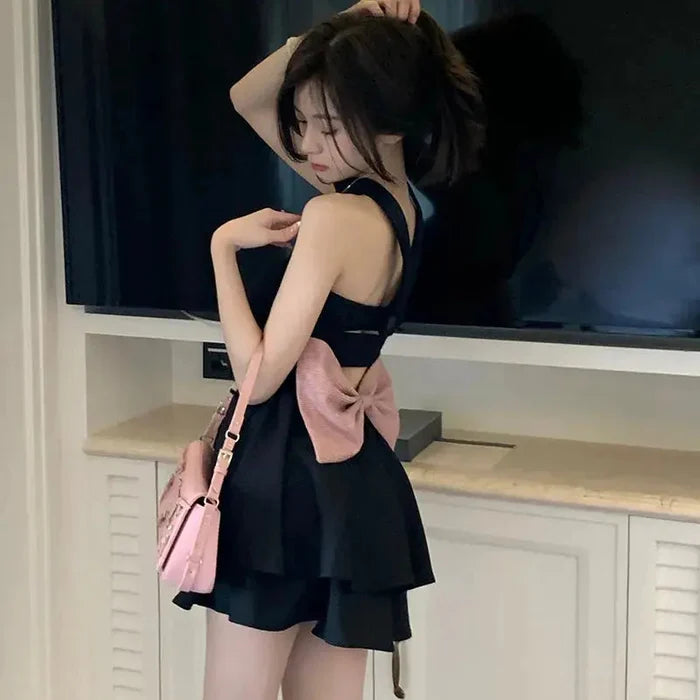 Bow Black Mini Dress fashionnsio
