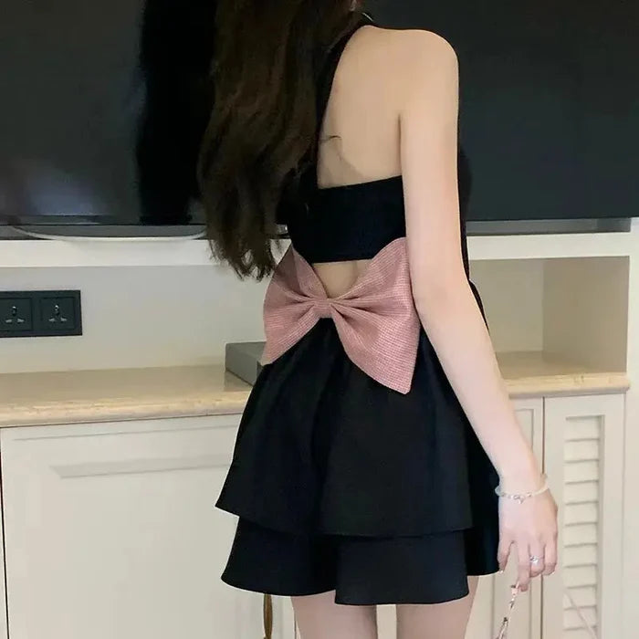 Bow Black Mini Dress fashionnsio