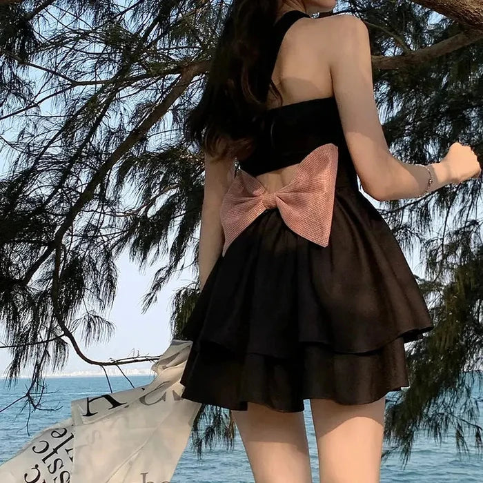 Bow Black Mini Dress fashionnsio
