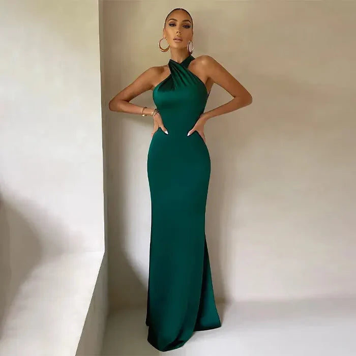 Mermaid Backless Halter Neck Dress fashionnsio