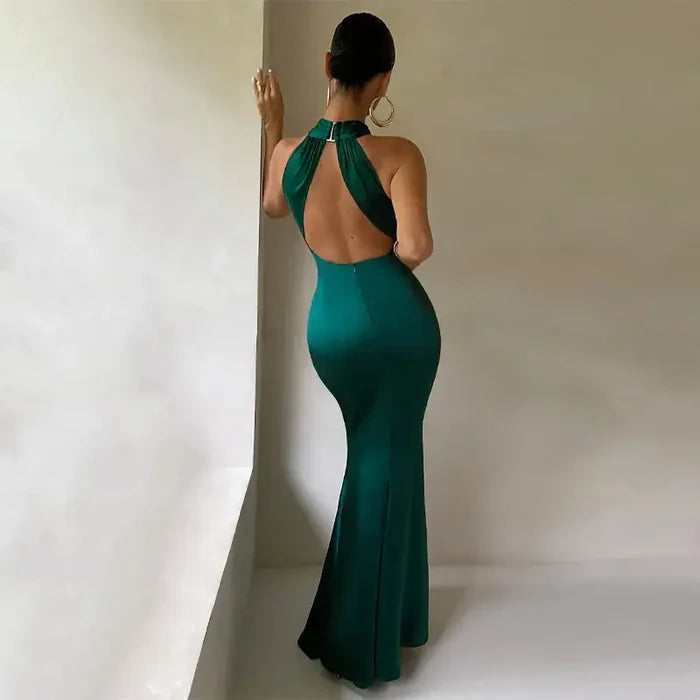 Mermaid Backless Halter Neck Dress fashionnsio