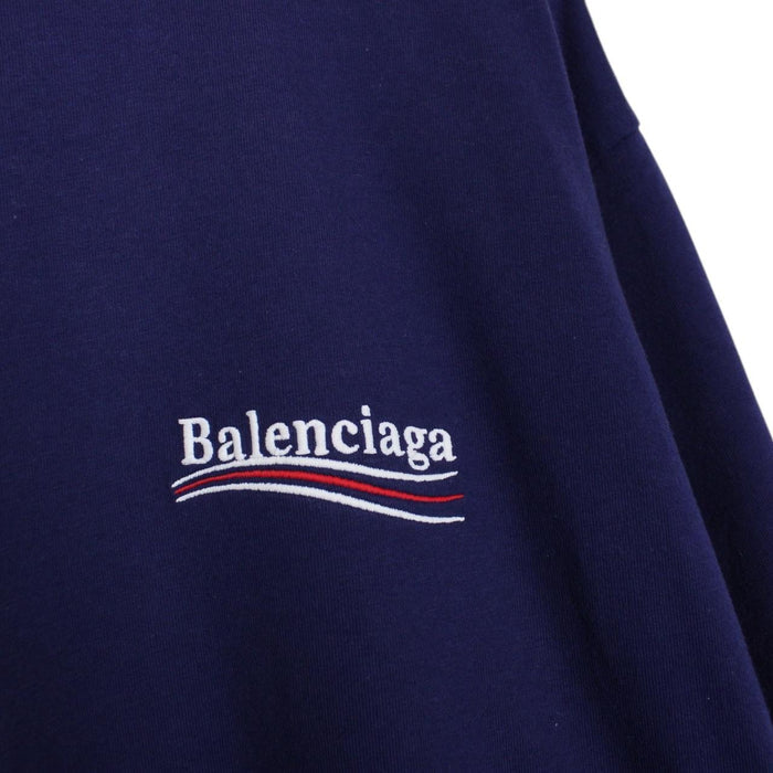 Balenciaga Blue Political Campaign Logo Short Sleeve Cotton T-Shirt