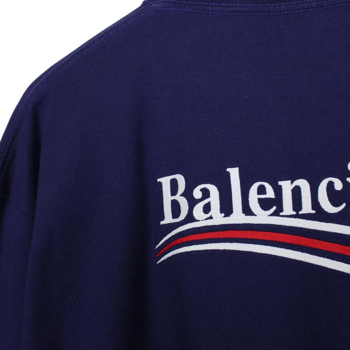 Balenciaga Blue Political Campaign Logo Short Sleeve Cotton T-Shirt