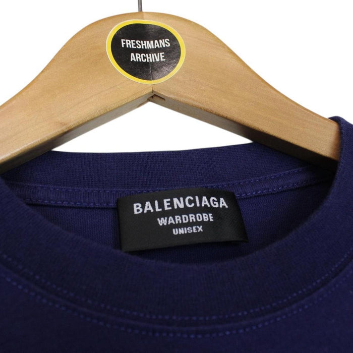 Balenciaga Blue Political Campaign Logo Short Sleeve Cotton T-Shirt