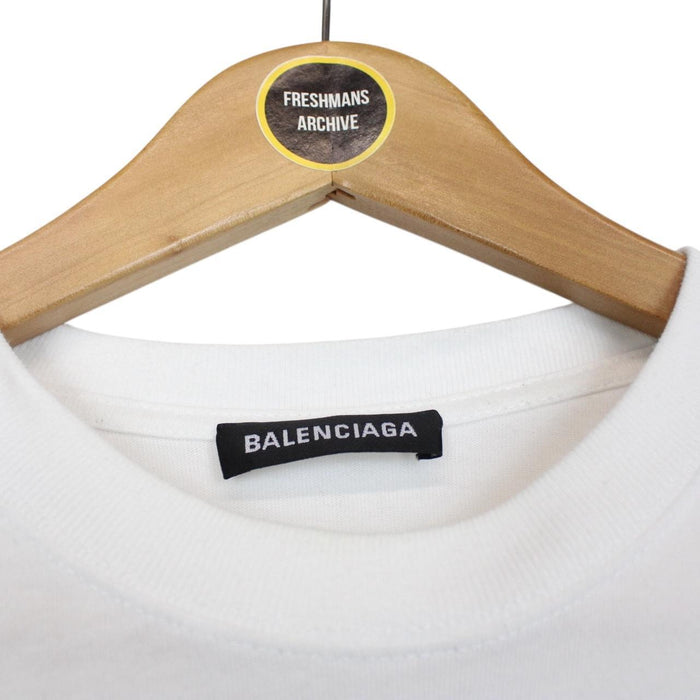 Balenciaga White Political Campaign Logo Short Sleeve Cotton T-Shirt