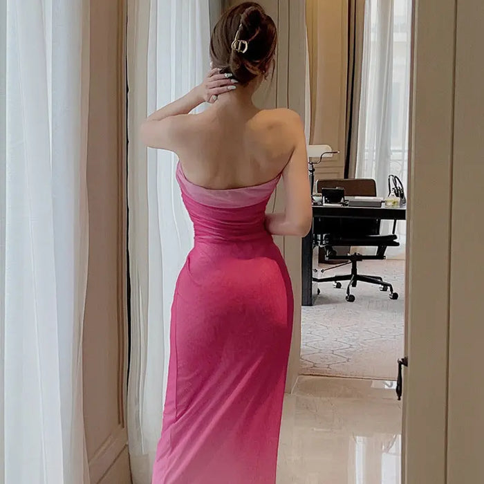Pink Gradient Tube Dress fashionnsio
