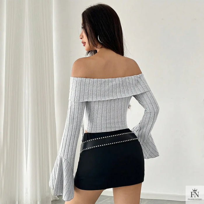 Bell Sleeve Off Shoulder Top - Fashionnsio
