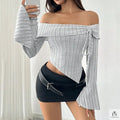 Bell Sleeve Off Shoulder Top - Fashionnsio