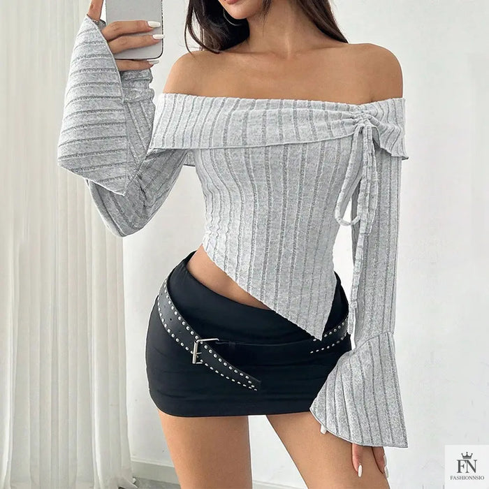 Bell Sleeve Off Shoulder Top - Fashionnsio