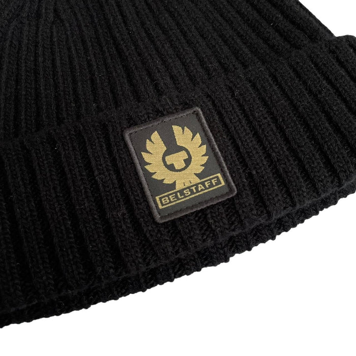 Belstaff Black Virgin Wool Watch Beanie Hat