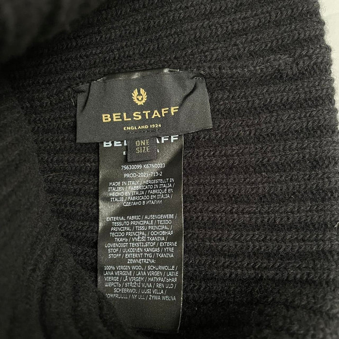 Belstaff Black Virgin Wool Watch Beanie Hat