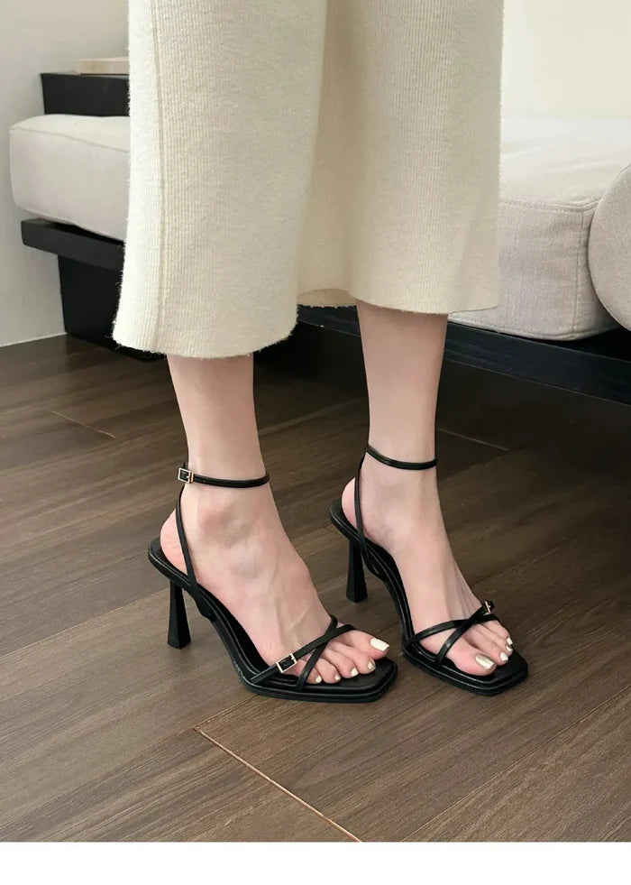 Buckle Thin Ankle Strap Heels fashionnsio