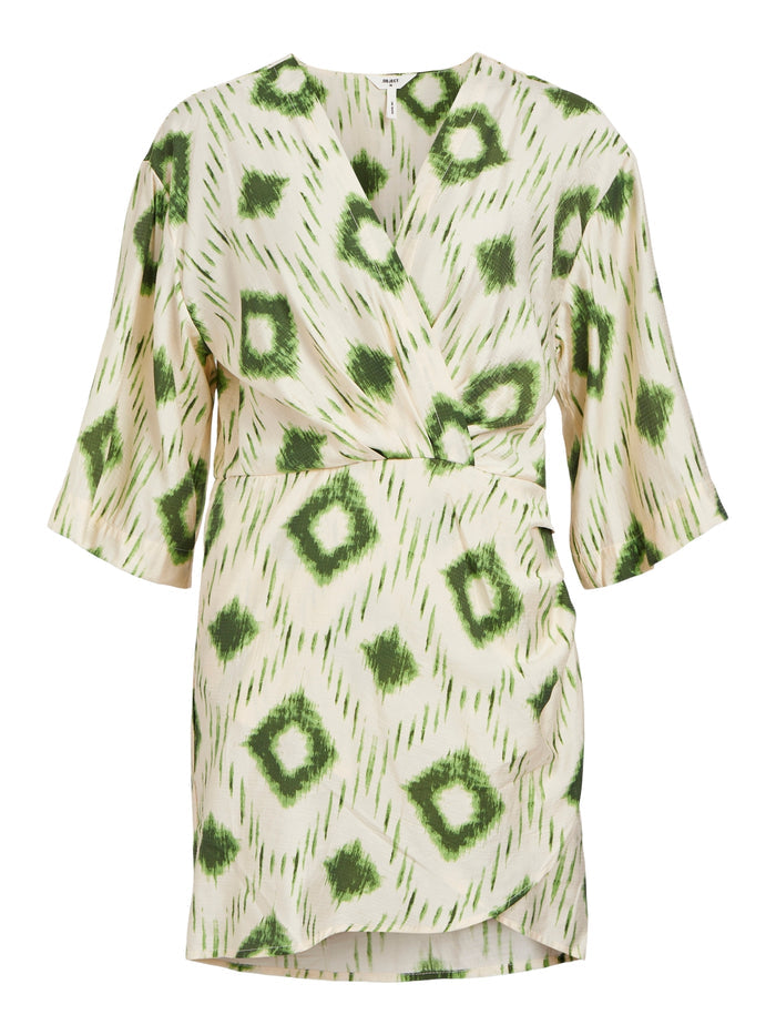 Berry 3/4 Sleeve Mini Dress (Sandshell/Peridot)