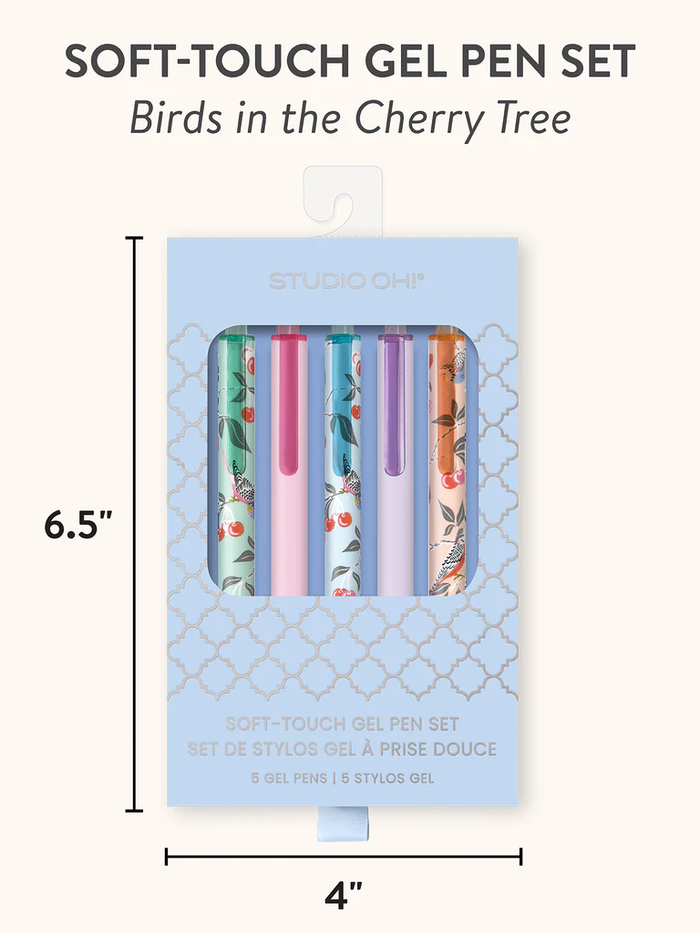 Birds in the Cherry Tree Soft-Touch Gel Pen Set