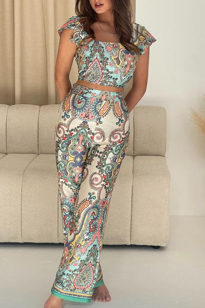 Blossom Paisley Print Trouser (Blue Paisley)