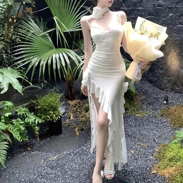 Flowers Ruffles Bodycon Dress fashionnsio