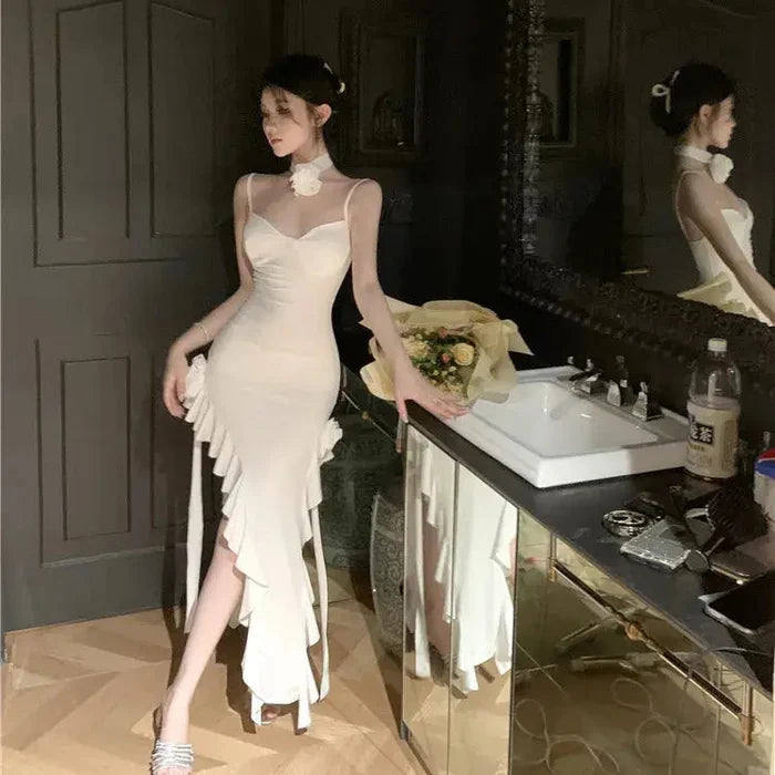 Flowers Ruffles Bodycon Dress fashionnsio