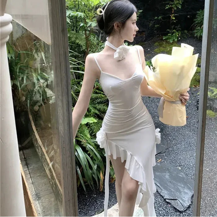 Flowers Ruffles Bodycon Dress fashionnsio
