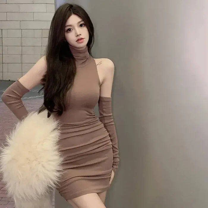Turtleneck Dress with Sleeve fashionnsio