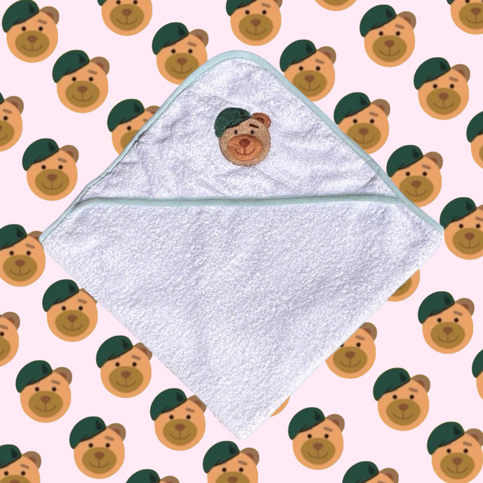Booty Bear Hooded Towel - Blue/White