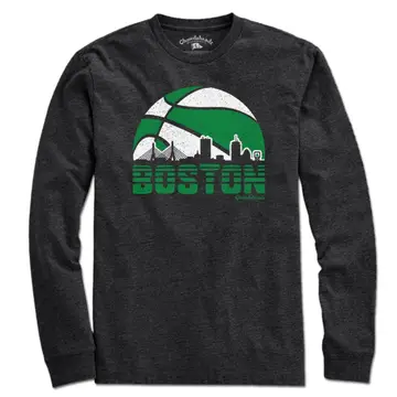 Boston Basketball Skyline T-Shirt | Charcoal / Long Sleeve / 3XL