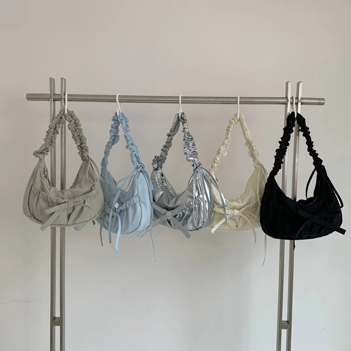 Bow Drawstring Pleated Shoulder Bags fashionnsio