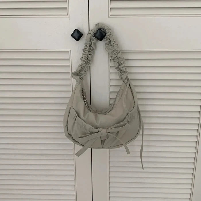 Bow Drawstring Pleated Shoulder Bags fashionnsio