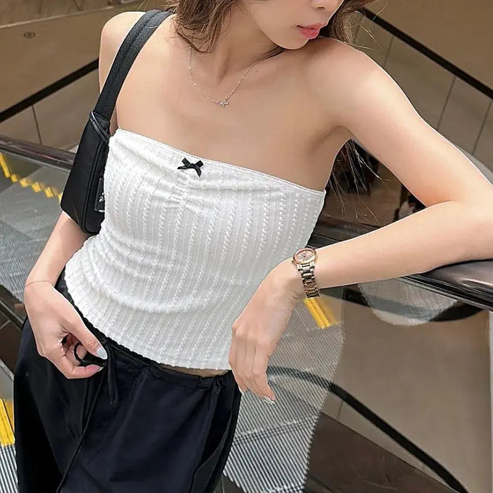 Bow Knitted Tube Top fashionnsio